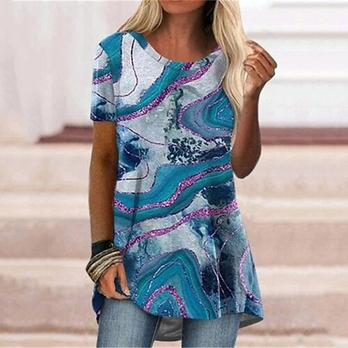 Women's A Line Dress Short Mini Dress Blue Short Sleeve Color Gradient Print Spring Summer Round Neck Casual 2022 S M L XL XXL 3XL
Women's A Line Dress Short Mini Dress Blue Short Sleeve Color Gradient Print Spring Summer Round Neck Casual 2022 S M L XL XXL 3XL