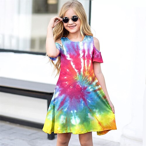 Kids Girls' Dress Tie Dye A Line Dress Above Knee Dress Daily Print Short Sleeve Cute Dress 3-12 Years Spring Rainbow
Kids Girls' Dress Tie Dye A Line Dress Above Knee Dress Daily Print Short Sleeve Cute Dress 3-12 Years Spring Rainbow