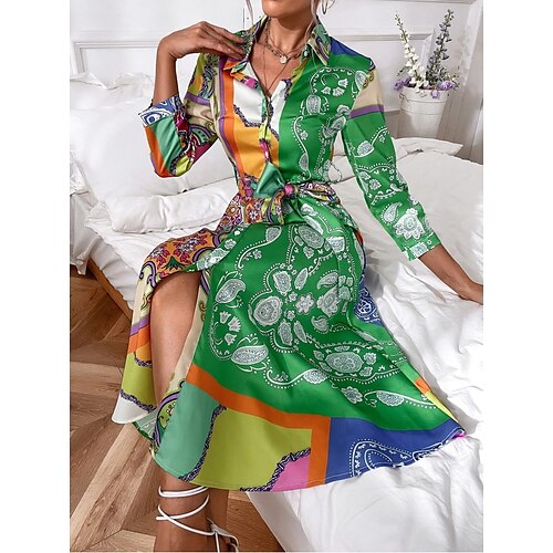 Women's A Line Dress Midi Dress Green 3/4 Length Sleeve Floral Print Color Block Ruched Print Spring Summer Shirt Collar Elegant Casual 2022 S M L XL XXL 3XL
Women's A Line Dress Midi Dress Green 3/4 Length Sleeve Floral Print Color Block Ruched Print Spring Summer Shirt Collar Elegant Casual 2022 S M L XL XXL 3XL