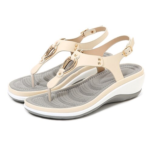 Women's Sandals Wedge Sandals Buckle Wedge Heel Round Toe Open Toe Elegant Casual Daily Office PU Leather Buckle Spring Summer Solid Colored Almond White Black
Women's Sandals Wedge Sandals Buckle Wedge Heel Round Toe Open Toe Elegant Casual Daily Office PU Leather Buckle Spring Summer Solid Colored Almond White Black