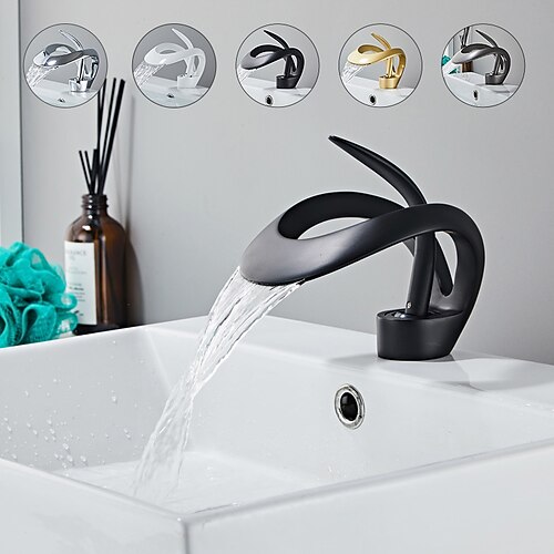 Bathroom Sink Faucet,Brass Matte Black/Golden/Grey Waterfall Widespread Single Handle One Hole Bathroom Tap with Hot and Cold Switch
Bathroom Sink Faucet,Brass Matte Black/Golden/Grey Waterfall Widespread Single Handle One Hole Bathroom Tap with Hot and Cold Switch