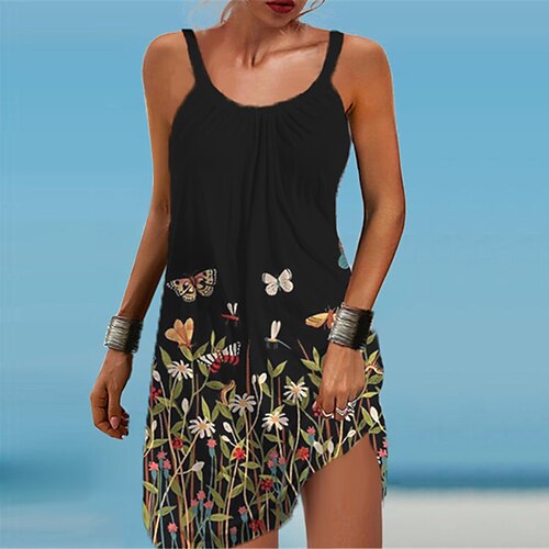 Women's A Line Dress Short Mini Dress Black Sleeveless Floral Butterfly Print Spring Summer Spaghetti Strap Casual Vacation 2022 S M L XL XXL 3XL
Women's A Line Dress Short Mini Dress Black Sleeveless Floral Butterfly Print Spring Summer Spaghetti Strap Casual Vacation 2022 S M L XL XXL 3XL