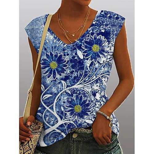 Women's Tank Top Blue Floral Print Sleeveless Casual Daily Casual V Neck Regular Floral S / 3D Print
Women's Tank Top Blue Floral Print Sleeveless Casual Daily Casual V Neck Regular Floral S / 3D Print