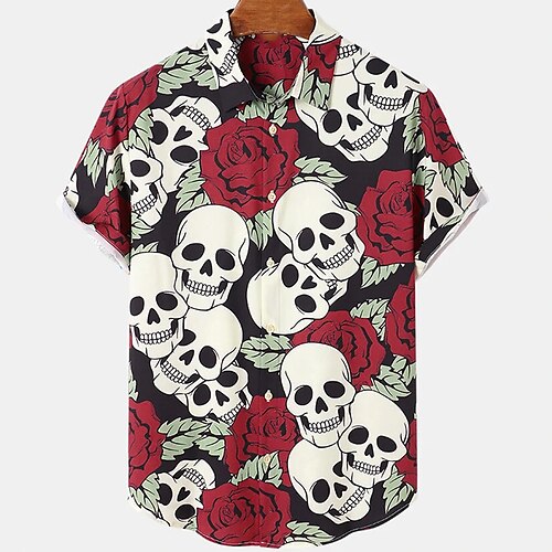 Men's Shirt Print Skull Turndown Casual Daily Button-Down Print Short Sleeve Tops Casual Fashion Red / White
Men's Shirt Print Skull Turndown Casual Daily Button-Down Print Short Sleeve Tops Casual Fashion Red / White
