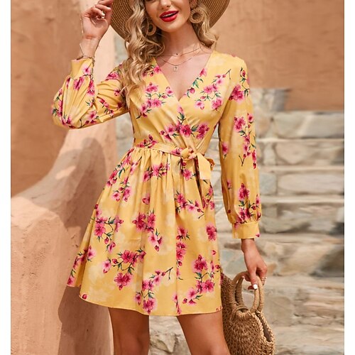 Women's A Line Dress Short Mini Dress Yellow Long Sleeve Floral Lace up Patchwork Print Spring V Neck Stylish Work Casual 2022 S M L XL
Women's A Line Dress Short Mini Dress Yellow Long Sleeve Floral Lace up Patchwork Print Spring V Neck Stylish Work Casual 2022 S M L XL