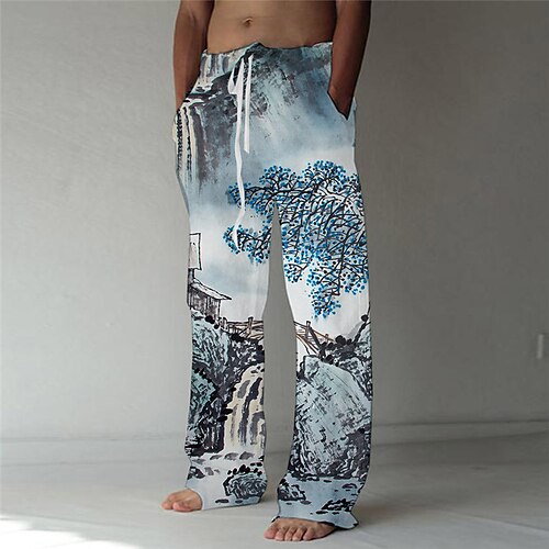 Men's Chinese Style Designer Straight Trousers 3D Print Elastic Drawstring Design Front Pocket Pants Casual Daily Graphic Prints Landscape Comfort Soft Mid Waist Blue S M L XL XXL
Men's Chinese Style Designer Straight Trousers 3D Print Elastic Drawstring Design Front Pocket Pants Casual Daily Graphic Prints Landscape Comfort Soft Mid Waist Blue S M L XL XXL