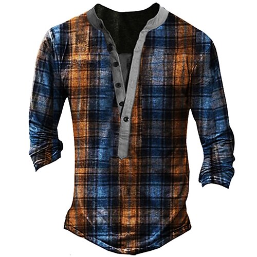 Men's Henley Shirt T shirt 3D Print Graphic Tartan Henley Street Casual Button-Down Print Long Sleeve Tops Basic Fashion Classic Comfortable Blue
Men's Henley Shirt T shirt 3D Print Graphic Tartan Henley Street Casual Button-Down Print Long Sleeve Tops Basic Fashion Classic Comfortable Blue