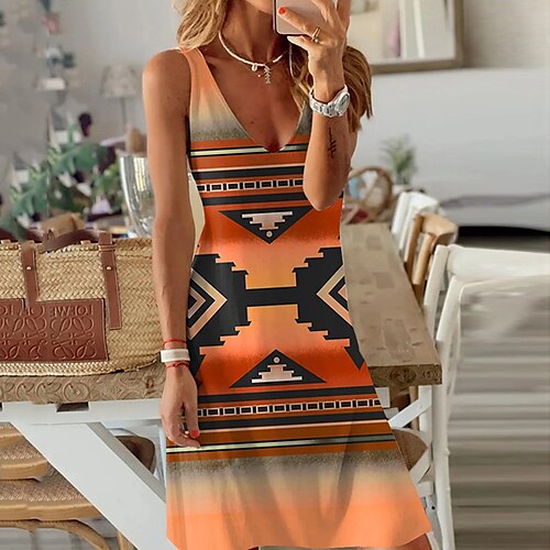 Women's A Line Dress Short Mini Dress Orange Sleeveless Geometric Print Spring Summer V Neck Casual Vacation Modern 2022 S M L XL XXL 3XL
Women's A Line Dress Short Mini Dress Orange Sleeveless Geometric Print Spring Summer V Neck Casual Vacation Modern 2022 S M L XL XXL 3XL