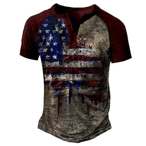 Men's Henley Shirt Tee T shirt 3D Print Graphic Flag Plus Size Henley Daily Sports Patchwork Button-Down Short Sleeve Tops Basic Casual Classic Designer Wine
Men's Henley Shirt Tee T shirt 3D Print Graphic Flag Plus Size Henley Daily Sports Patchwork Button-Down Short Sleeve Tops Basic Casual Classic Designer Wine