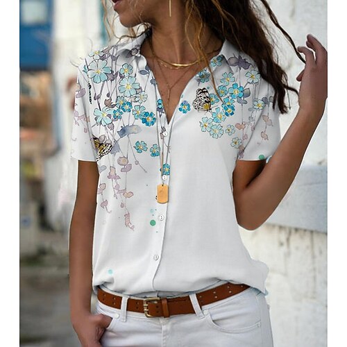 Women's Floral Theme Shirt Flower Patchwork Print Shirt Collar Casual Beach Tops White / 3D Print
Women's Floral Theme Shirt Flower Patchwork Print Shirt Collar Casual Beach Tops White / 3D Print