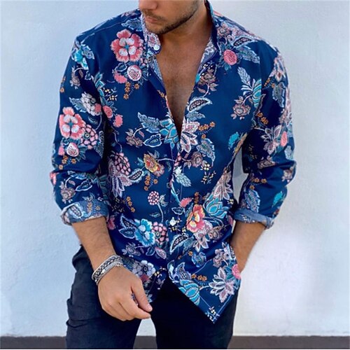 Men's Shirt Print Floral Turndown Casual Daily Button-Down Print Long Sleeve Tops Casual Fashion Blue 
Men's Shirt Print Floral Turndown Casual Daily Button-Down Print Long Sleeve Tops Casual Fashion Blue