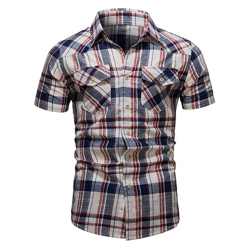 Men's Work Shirt Plaid Turndown Street Casual Button-Down Short Sleeve Tops Casual Fashion Breathable Comfortable Red XL
Men's Work Shirt Plaid Turndown Street Casual Button-Down Short Sleeve Tops Casual Fashion Breathable Comfortable Red XL