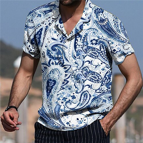 Men's Shirt Print Cashew nuts Turndown Street Casual Button-Down Print Short Sleeve Tops Casual Fashion Designer Breathable Blue / Spring / Summer
Men's Shirt Print Cashew nuts Turndown Street Casual Button-Down Print Short Sleeve Tops Casual Fashion Designer Breathable Blue / Spring / Summer