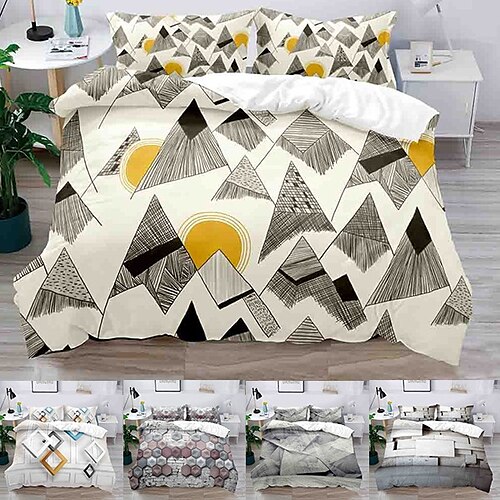 Geometric Pattern 3-Piece Duvet Cover Set Hotel Bedding Sets Comforter Cover with Soft Lightweight Microfiber, Include 1 Duvet Cover, 2 Pillowcases for Double/Queen/King(1 Pillowcase for Twin/Single)
Geometric Pattern 3-Piece Duvet Cover Set Hotel Bedding Sets Comforter Cover with Soft Lightweight Microfiber, Include 1 Duvet Cover, 2 Pillowcases for Double/Queen/King(1 Pillowcase for Twin/Single)