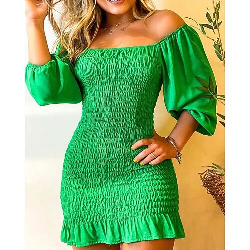 Women's Party Dress Short Mini Dress Green Half Sleeve Pure Color Ruched Pleated Spring Summer Off Shoulder Personalized 2022 S M L XL XXL
Women's Party Dress Short Mini Dress Green Half Sleeve Pure Color Ruched Pleated Spring Summer Off Shoulder Personalized 2022 S M L XL XXL