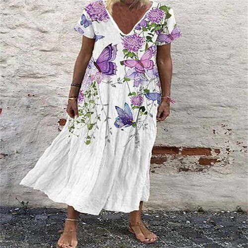 Women's Swing Dress Maxi long Dress White Light Blue Short Sleeve Floral Print Summer V Neck Casual Boho Butterfly Sleeve 2022 S M L XL XXL 3XL 4XL 5XL
Women's Swing Dress Maxi long Dress White Light Blue Short Sleeve Floral Print Summer V Neck Casual Boho Butterfly Sleeve 2022 S M L XL XXL 3XL 4XL 5XL