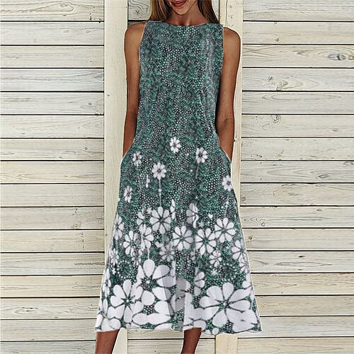 Women's A Line Dress Midi Dress Green Sleeveless Floral Pocket Print Spring Summer Crew Neck Casual Vacation 2022 S M L XL XXL 3XL
Women's A Line Dress Midi Dress Green Sleeveless Floral Pocket Print Spring Summer Crew Neck Casual Vacation 2022 S M L XL XXL 3XL
