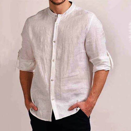 Men's Shirt Solid Color Crew Neck Street Casual Button-Down Long Sleeve Tops Fashion Classic Comfortable Big and Tall White
Men's Shirt Solid Color Crew Neck Street Casual Button-Down Long Sleeve Tops Fashion Classic Comfortable Big and Tall White
