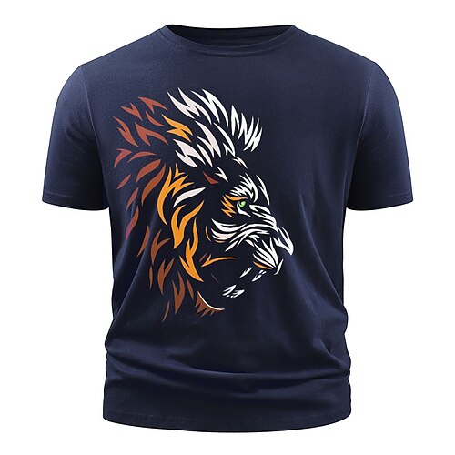Men's T shirt Hot Stamping Lion Animal Round Neck Casual Daily Print Short Sleeve Tops Simple Basic Blue Black Gray
Men's T shirt Hot Stamping Lion Animal Round Neck Casual Daily Print Short Sleeve Tops Simple Basic Blue Black Gray