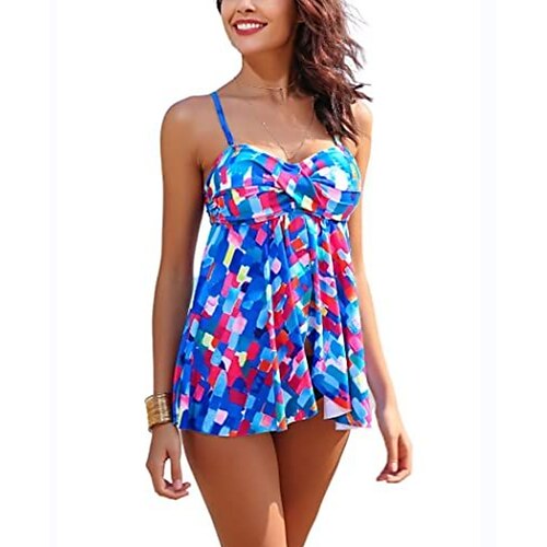 Women's Swimwear Tankini 2 Piece Normal Swimsuit High Waisted Geometic Blue Padded Strap Bathing Suits Sports Vacation Sexy / New
Women's Swimwear Tankini 2 Piece Normal Swimsuit High Waisted Geometic Blue Padded Strap Bathing Suits Sports Vacation Sexy / New