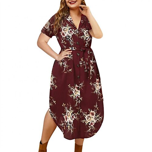Women's Plus Size Sheath Dress Floral V Neck Short Sleeve Spring Summer Casual Midi Dress Causal Daily Dress
Women's Plus Size Sheath Dress Floral V Neck Short Sleeve Spring Summer Casual Midi Dress Causal Daily Dress