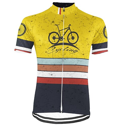 21Grams Men's Cycling Jersey Short Sleeve Bike Top with 3 Rear Pockets Mountain Bike MTB Road Bike Cycling Breathable Quick Dry Moisture Wicking Reflective Strips Green Yellow Sky Blue Graphic Stripes
21Grams Men's Cycling Jersey Short Sleeve Bike Top with 3 Rear Pockets Mountain Bike MTB Road Bike Cycling Breathable Quick Dry Moisture Wicking Reflective Strips Green Yellow Sky Blue Graphic Stripes