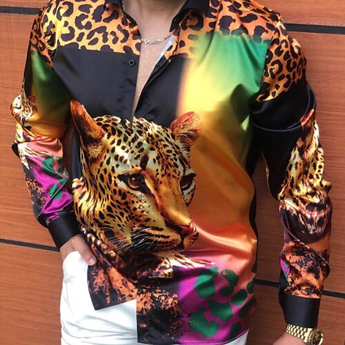 Men's Shirt 3D Print Cheetah Print Turndown Casual Daily Button-Down Long Sleeve Tops Casual Fashion Comfortable Sports Rainbow
Men's Shirt 3D Print Cheetah Print Turndown Casual Daily Button-Down Long Sleeve Tops Casual Fashion Comfortable Sports Rainbow