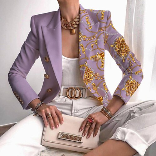 Women's Blazer Breathable Outdoor Work Street Daily Pocket Print Single Breasted Turndown Casual Baroque Floral Regular Fit Outerwear Long Sleeve Spring Summer Purple S M L XL XXL 3XL
Women's Blazer Breathable Outdoor Work Street Daily Pocket Print Single Breasted Turndown Casual Baroque Floral Regular Fit Outerwear Long Sleeve Spring Summer Purple S M L XL XXL 3XL