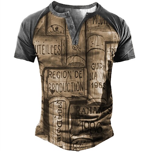Men's Henley Shirt Tee T shirt 3D Print Graphic Letter Plus Size Henley Daily Sports Button-Down Print Short Sleeve Tops Basic Casual Classic Designer Brown
Men's Henley Shirt Tee T shirt 3D Print Graphic Letter Plus Size Henley Daily Sports Button-Down Print Short Sleeve Tops Basic Casual Classic Designer Brown