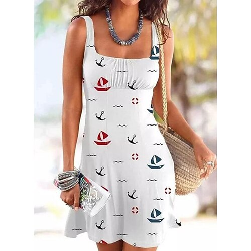 Women's A Line Dress Short Mini Dress White Sleeveless Print Ruched Print Spring Summer Square Neck Spaghetti Strap Elegant Casual 2022 S M L XL XXL 3XL
Women's A Line Dress Short Mini Dress White Sleeveless Print Ruched Print Spring Summer Square Neck Spaghetti Strap Elegant Casual 2022 S M L XL XXL 3XL