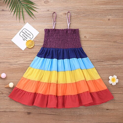 Kids Little Girls' Dress Color Block A Line Dress Daily Patchwork Rainbow Above Knee Sleeveless Beautiful Cute Dresses Spring Summer Regular Fit 1-5 Years
Kids Little Girls' Dress Color Block A Line Dress Daily Patchwork Rainbow Above Knee Sleeveless Beautiful Cute Dresses Spring Summer Regular Fit 1-5 Years
