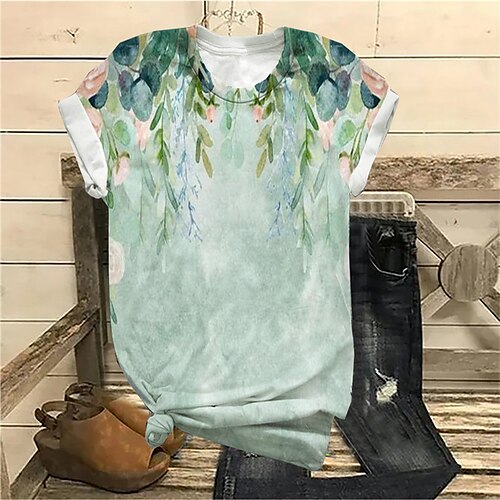 Women's Plus Size Tops T shirt Tee Leaf Print Short Sleeve Crewneck Streetwear Daily Sports Cotton Spandex Jersey Spring Summer Green
Women's Plus Size Tops T shirt Tee Leaf Print Short Sleeve Crewneck Streetwear Daily Sports Cotton Spandex Jersey Spring Summer Green