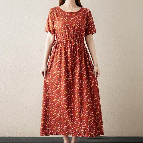 Women's Swing Dress Maxi long Dress Blue Purple Red Short Sleeve Floral Print Print Summer Crew Neck Vintage Linen M L XL XXL
Women's Swing Dress Maxi long Dress Blue Purple Red Short Sleeve Floral Print Print Summer Crew Neck Vintage Linen M L XL XXL
