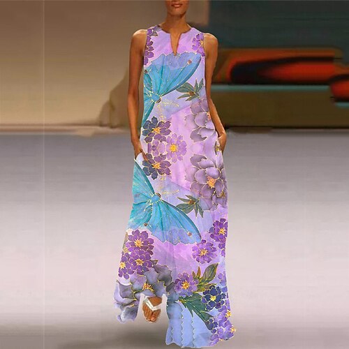 Women's A Line Dress Maxi long Dress Purple Sleeveless Floral Pocket Print Spring Summer V Neck Elegant Casual Vacation 2022 M L XL XXL 3XL 4XL 5XL
Women's A Line Dress Maxi long Dress Purple Sleeveless Floral Pocket Print Spring Summer V Neck Elegant Casual Vacation 2022 M L XL XXL 3XL 4XL 5XL