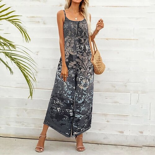 Women's Jumpsuit Backless Print Floral Round Neck Casual Street Daily Regular Fit Sleeveless Green Blue Black S M L Spring
Women's Jumpsuit Backless Print Floral Round Neck Casual Street Daily Regular Fit Sleeveless Green Blue Black S M L Spring