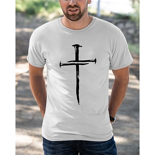 Men's T shirt Hot Stamping Cross Round Neck Casual Daily Print Short Sleeve Tops Simple Basic White Gray Army Green
Men's T shirt Hot Stamping Cross Round Neck Casual Daily Print Short Sleeve Tops Simple Basic White Gray Army Green