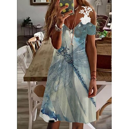 Women's A Line Dress Knee Length Dress Light Blue Short Sleeve Print Print Spring Summer V Neck Casual 2022 S M L XL XXL 3XL
Women's A Line Dress Knee Length Dress Light Blue Short Sleeve Print Print Spring Summer V Neck Casual 2022 S M L XL XXL 3XL