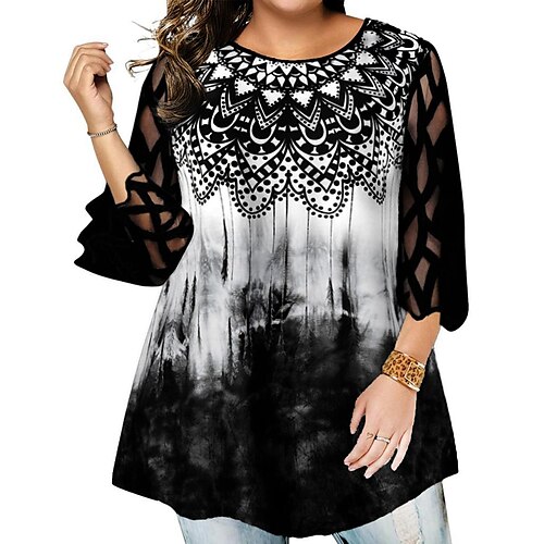 Women's Plus Size Tops Blouse T shirt Color Gradient Tie Dye Short Sleeve Round Neck Vintage Daily Polyester Spring Summer Black
Women's Plus Size Tops Blouse T shirt Color Gradient Tie Dye Short Sleeve Round Neck Vintage Daily Polyester Spring Summer Black