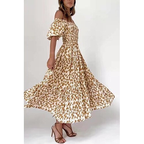 Women's Sheath Dress Maxi long Dress Light Brown Short Sleeve Floral Print Backless Ruched Lace up Spring Summer Square Neck Stylish Vacation 2022 S M L
Women's Sheath Dress Maxi long Dress Light Brown Short Sleeve Floral Print Backless Ruched Lace up Spring Summer Square Neck Stylish Vacation 2022 S M L