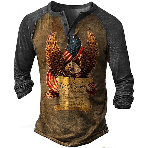 Men's T shirt Tee Henley Shirt Tee Graphic Flag Eagle Henley Brown 3D Print Plus Size Outdoor Daily Long Sleeve Button-Down Print Clothing Apparel Basic Designer Casual Classic / Sports
Men's T shirt Tee Henley Shirt Tee Graphic Flag Eagle Henley Brown 3D Print Plus Size Outdoor Daily Long Sleeve Button-Down Print Clothing Apparel Basic Designer Casual Classic / Sports