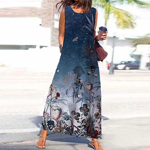 Women's A Line Dress Maxi long Dress Blue Sleeveless Floral Pocket Print Spring Summer Round Neck Stylish Casual Vacation 2022 S M L XL XXL 3XL
Women's A Line Dress Maxi long Dress Blue Sleeveless Floral Pocket Print Spring Summer Round Neck Stylish Casual Vacation 2022 S M L XL XXL 3XL