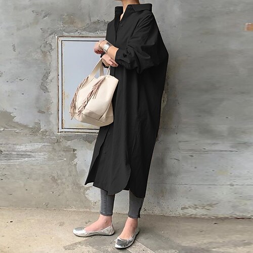 Women's Casual Dress Shirt Dress Long Dress Maxi Dress Black Dark Blue Beige Long Sleeve Pure Color Patchwork Winter Fall Autumn Shirt Collar Basic Winter Dress Fall Dress Loose Fit Linen S M L XL
Women's Casual Dress Shirt Dress Long Dress Maxi Dress Black Dark Blue Beige Long Sleeve Pure Color Patchwork Winter Fall Autumn Shirt Collar Basic Winter Dress Fall Dress Loose Fit Linen S M L XL