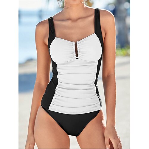 

Women's Swimwear One Piece Monokini Bathing Suits Normal Swimsuit Tummy Control Open Back Printing High Waisted Floral Plaid White Black Blue Gray Ocean Blue Strap Bathing Suits New Vacation Fashion