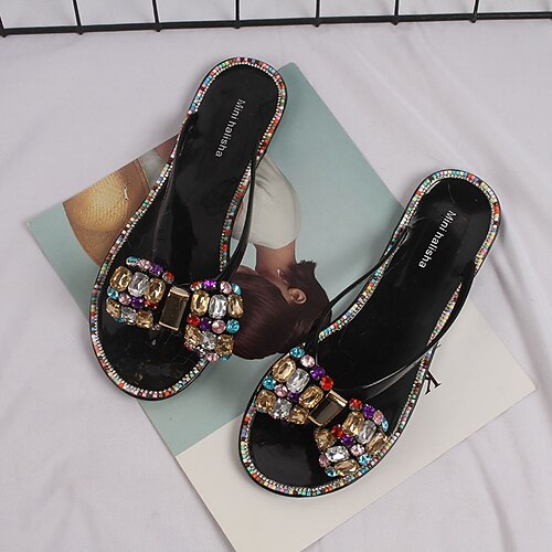 Women's Flip-Flops Flat Sandals Flip-Flops Outdoor Slippers Rhinestone Bowknot Flat Heel Round Toe Open Toe Elegant Casual Daily PVC Loafer Spring Summer Solid Colored Almond White Black
Women's Flip-Flops Flat Sandals Flip-Flops Outdoor Slippers Rhinestone Bowknot Flat Heel Round Toe Open Toe Elegant Casual Daily PVC Loafer Spring Summer Solid Colored Almond White Black
