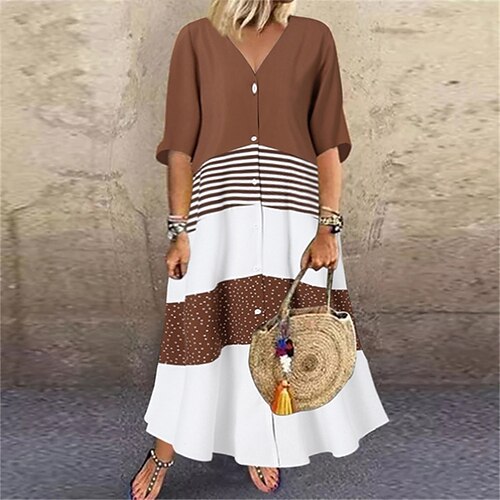 kvinders plus size curve a line kjole stribet v-hals print halværmet forår sommer afslappet maxi lang kjole afslappet hverdagskjole
kvinders plus size curve a line kjole stribet v-hals print halværmet forår sommer afslappet maxi lang kjole afslappet hverdagskjole