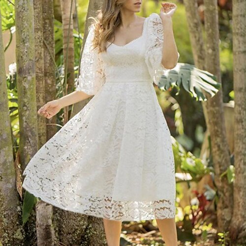 Women's A Line Dress Midi Dress White Pink Half Sleeve Pure Color Backless Lace Spring Summer Square Neck Work Elegant 2022 S M L XL
Women's A Line Dress Midi Dress White Pink Half Sleeve Pure Color Backless Lace Spring Summer Square Neck Work Elegant 2022 S M L XL