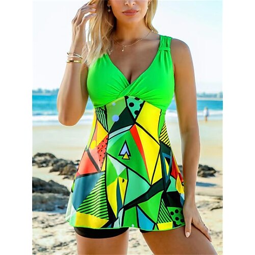 Women's Swimwear Tankini 2 Piece Plus Size Swimsuit Open Back Print Geometric Stripe Green V Wire Bathing Suits New Casual Vacation / Modern / Padded Bras
Women's Swimwear Tankini 2 Piece Plus Size Swimsuit Open Back Print Geometric Stripe Green V Wire Bathing Suits New Casual Vacation / Modern / Padded Bras
