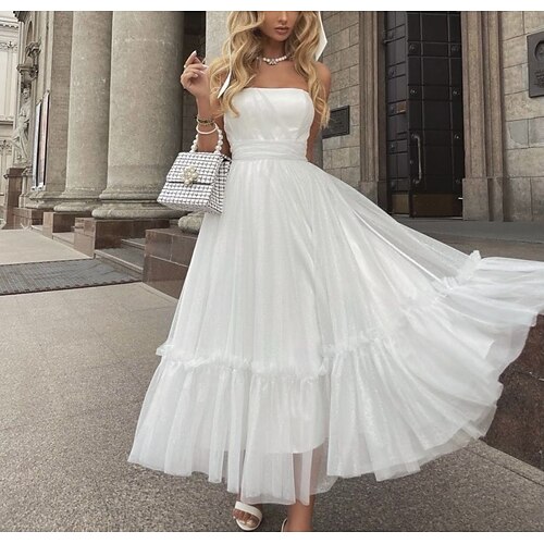 Women's A Line Dress Midi Dress White Sleeveless Pure Color Patchwork Cold Shoulder Summer Strapless Stylish Work Casual 2022 S M L XL
Women's A Line Dress Midi Dress White Sleeveless Pure Color Patchwork Cold Shoulder Summer Strapless Stylish Work Casual 2022 S M L XL
