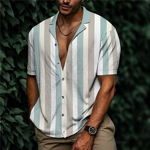 Men's Shirt Print Striped Turndown Street Casual Button-Down Print Short Sleeve Tops Casual Fashion Designer Breathable Blue / Spring / Summer
Men's Shirt Print Striped Turndown Street Casual Button-Down Print Short Sleeve Tops Casual Fashion Designer Breathable Blue / Spring / Summer