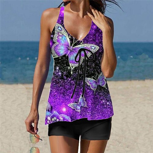 Women's Swimwear Tankini 2 Piece Normal Swimsuit Printing Butterfly Animal Purple Vest V Wire Bathing Suits Sports Vacation Fashion / Sexy / Modern / New / Padded Bras
Women's Swimwear Tankini 2 Piece Normal Swimsuit Printing Butterfly Animal Purple Vest V Wire Bathing Suits Sports Vacation Fashion / Sexy / Modern / New / Padded Bras